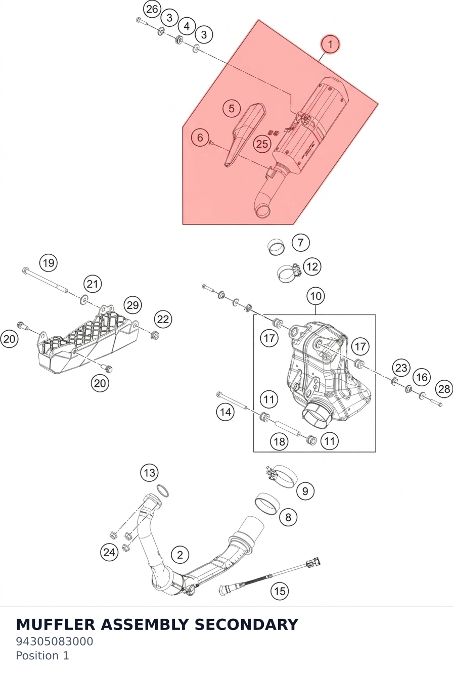 Diagram preview: MUFFLER ASSEMBLY SECONDARY (94305083000)