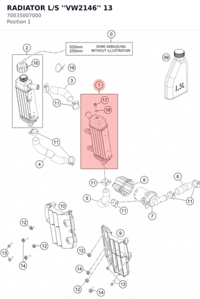 Diagram preview: RADIATOR L/S  ''VW2146'' 13 (70035007000)