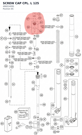 Diagram preview: SCREW CAP CPL. L 125 (48601409S)