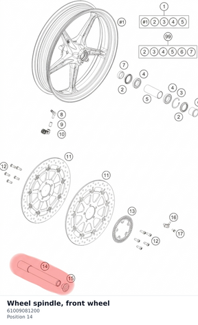 Diagram preview: Wheel spindle, front wheel (61009081200)