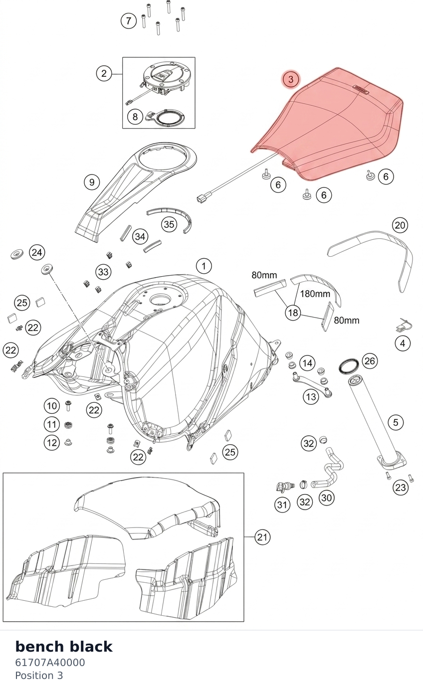 Diagram preview: bench black (61707A40000)