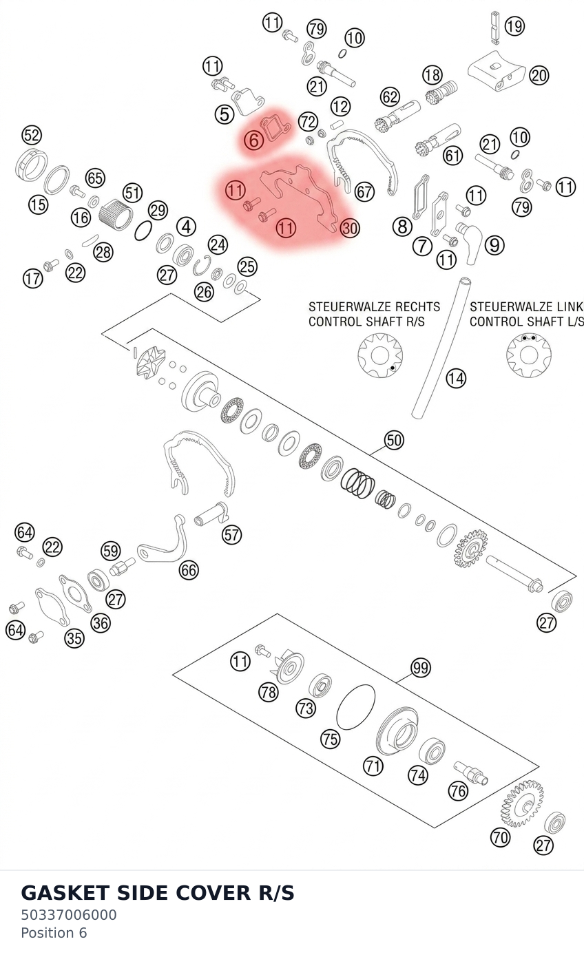 Diagram preview: GASKET SIDE COVER R/S (50337006000)