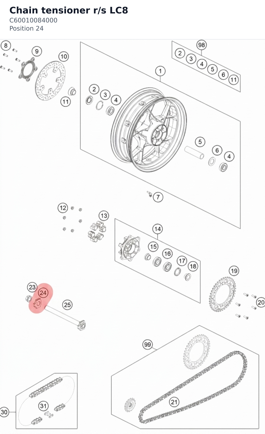 Diagram preview: Chain tensioner  r/s LC8 (C60010084000)