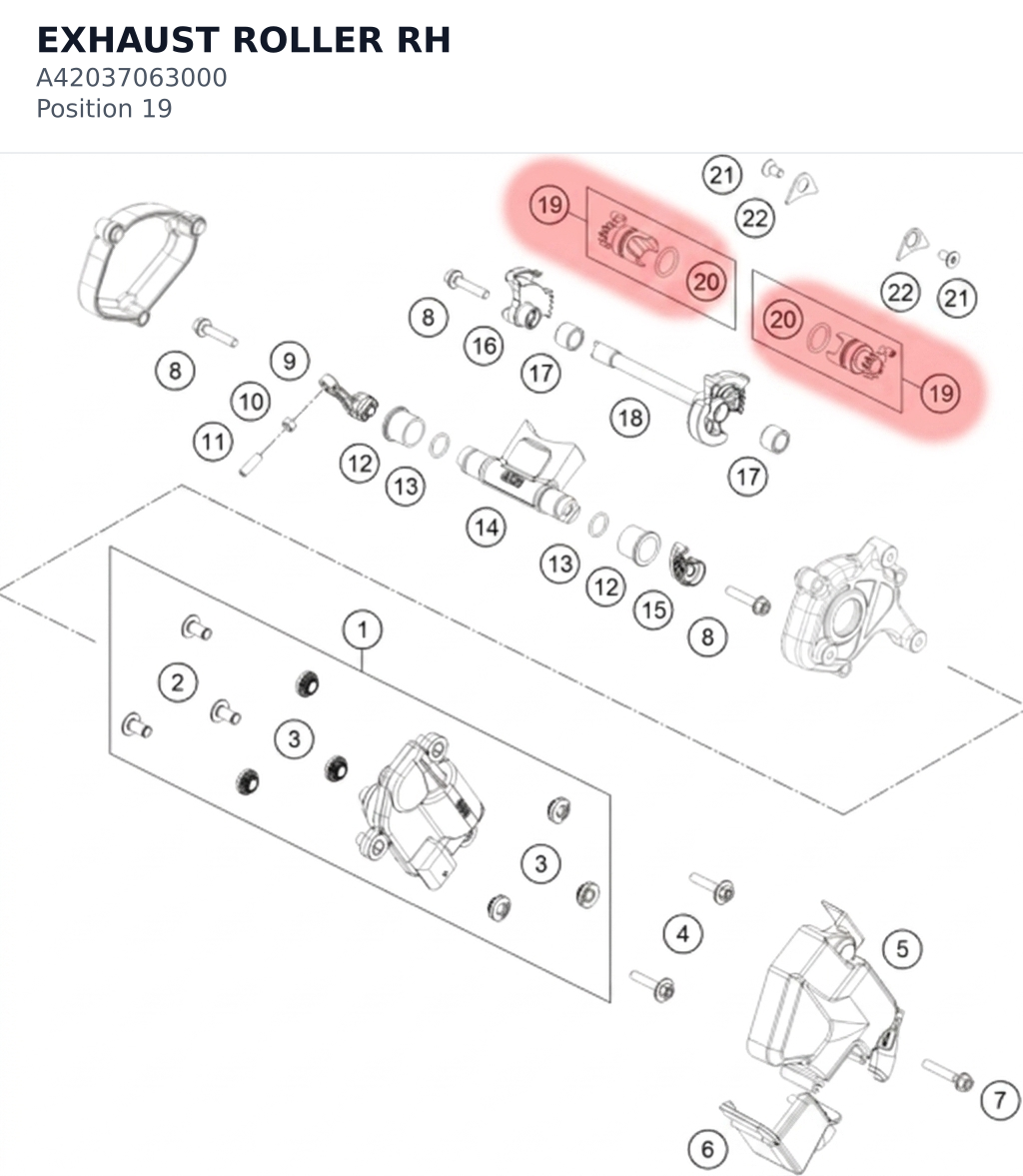 Diagram preview: EXHAUST ROLLER RH (A42037063000)