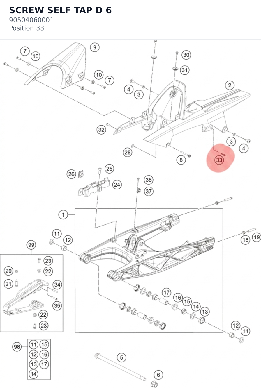 Diagram preview: SCREW SELF TAP D 6 (90504060001)