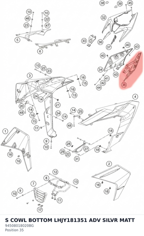 Diagram preview: S COWL BOTTOM LHJY181351 ADV SILVR MATT (94508018020BG)