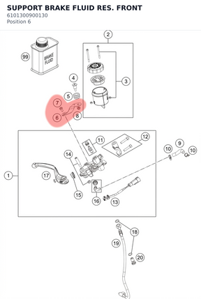 Diagram preview: SUPPORT BRAKE FLUID RES. FRONT (6101300900130)