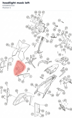 Diagram preview: headlight mask left (63508001010)