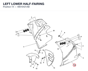 LEFT LOWER HALF-FAIRING 48010421AB diagram position