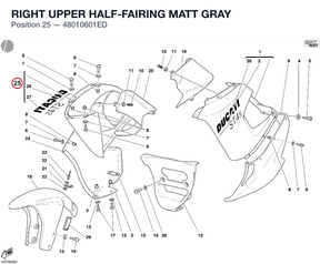 RIGHT UPPER HALF-FAIRING MATT GRAY 48010601ED diagram position