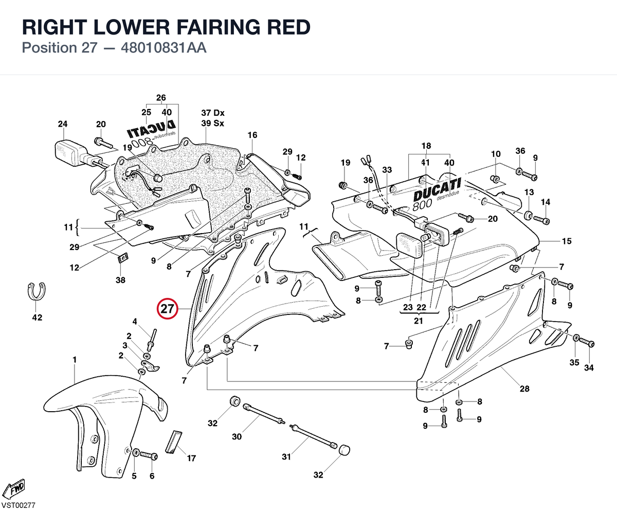 RIGHT LOWER FAIRING RED
