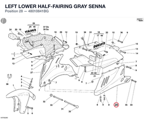 LEFT LOWER HALF-FAIRING GRAY SENNA 48010841BG diagram position