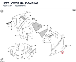 LEFT LOWER HALF-FAIRING 48011141AG diagram position