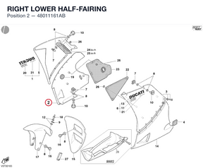 RIGHT LOWER HALF-FAIRING 48011161AB diagram position