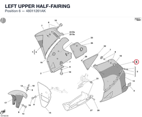 LEFT UPPER HALF-FAIRING 48011261AK diagram position