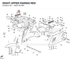 RIGHT UPPER FAIRING RED 48011331BA diagram position