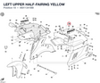LEFT UPPER HALF-FAIRING YELLOW 48011341BB diagram position