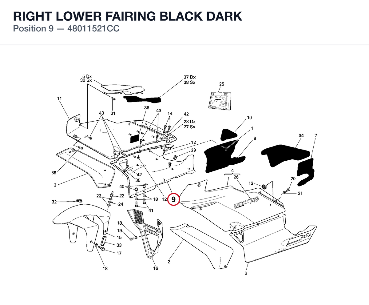 RIGHT LOWER FAIRING BLACK DARK
