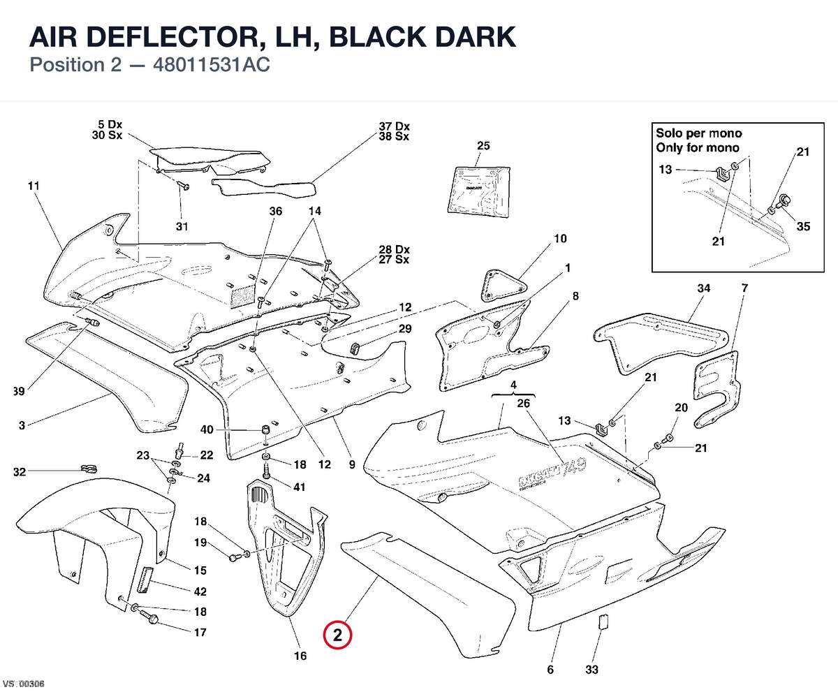 AIR DEFLECTOR, LH, BLACK DARK 48011531AC diagram position