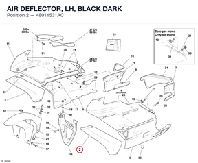 AIR DEFLECTOR, LH, BLACK DARK 48011531AC diagram position