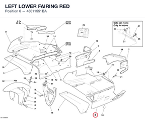 LEFT LOWER FAIRING RED 48011551BA diagram position
