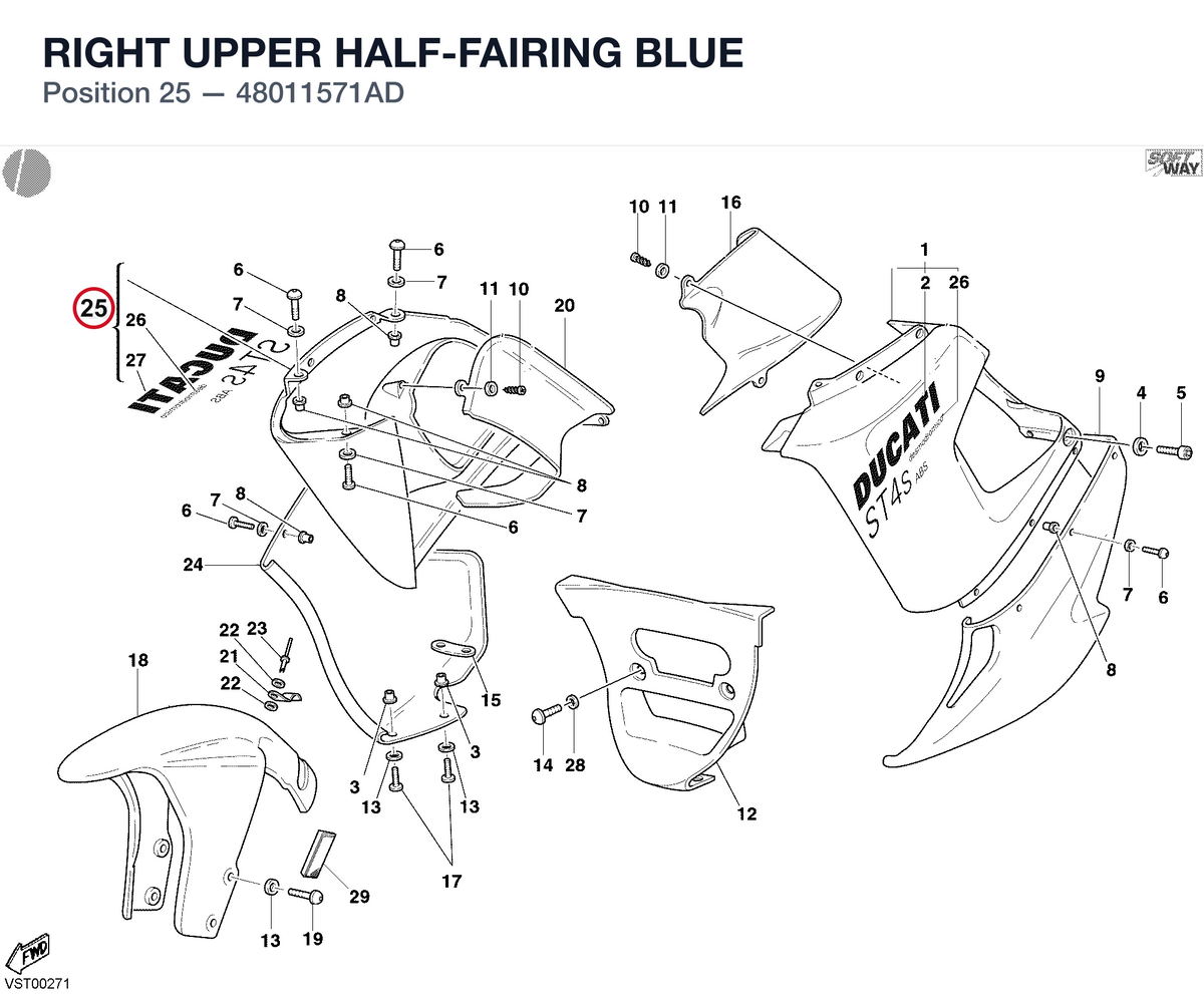 RIGHT UPPER HALF-FAIRING BLUE