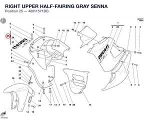RIGHT UPPER HALF-FAIRING GRAY SENNA 48011571BG diagram position