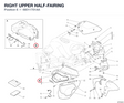 RIGHT UPPER HALF-FAIRING 48011701AA diagram position