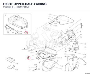 RIGHT UPPER HALF-FAIRING 48011701AA diagram position