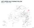 LEFT UPPER HALF-FAIRING YELLOW 48011711CB diagram position