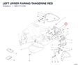 LEFT UPPER FAIRING TANGERINE RED 48011711CW diagram position