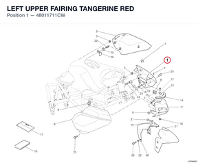 LEFT UPPER FAIRING TANGERINE RED 48011711CW diagram position