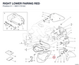RIGHT LOWER FAIRING RED 48011721AA diagram position
