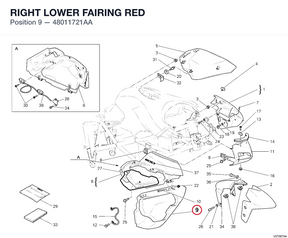RIGHT LOWER FAIRING RED 48011721AA diagram position