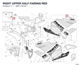 RIGHT UPPER HALF-FAIRING RED 48011791CP diagram position