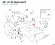 LEFT UPPER FAIRING RED 48011801CA diagram position