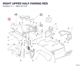 RIGHT UPPER HALF-FAIRING RED 48011811CA diagram position
