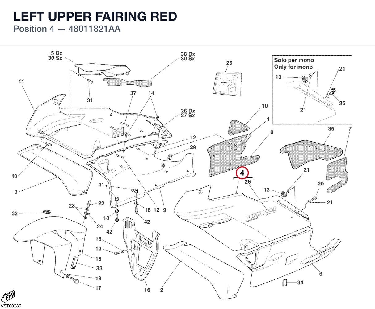LEFT UPPER FAIRING RED