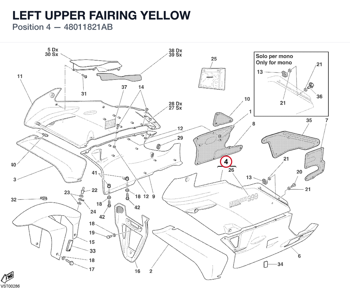 LEFT UPPER FAIRING YELLOW