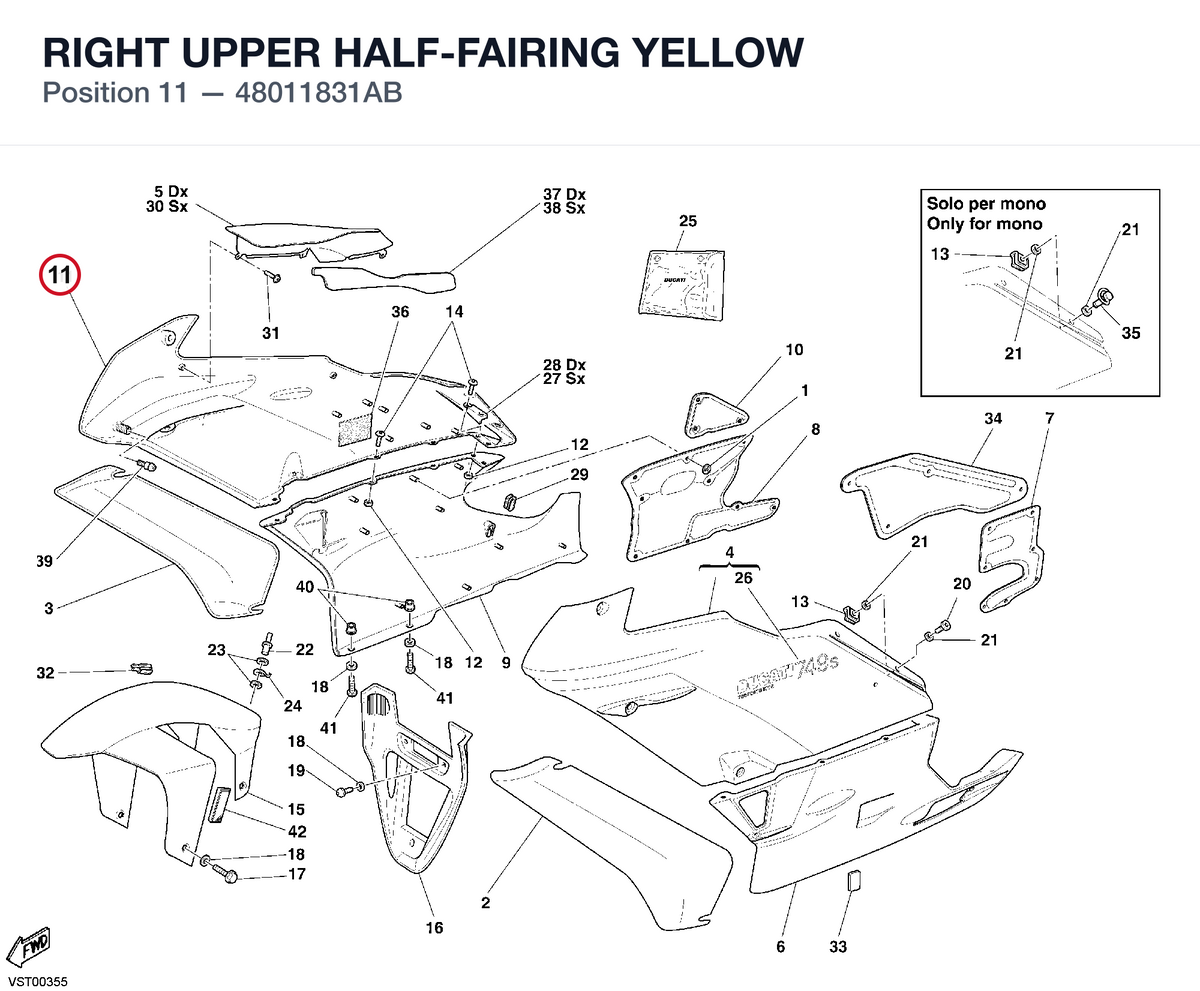 RIGHT UPPER HALF-FAIRING YELLOW