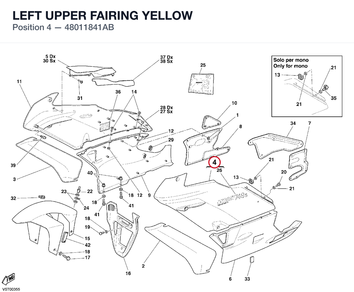 LEFT UPPER FAIRING YELLOW