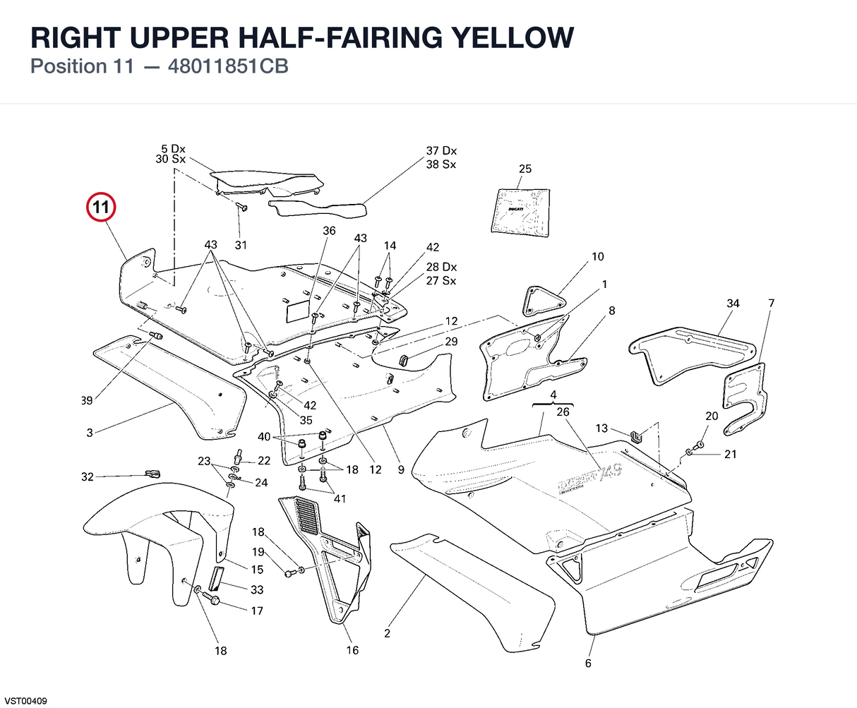 RIGHT UPPER HALF-FAIRING YELLOW