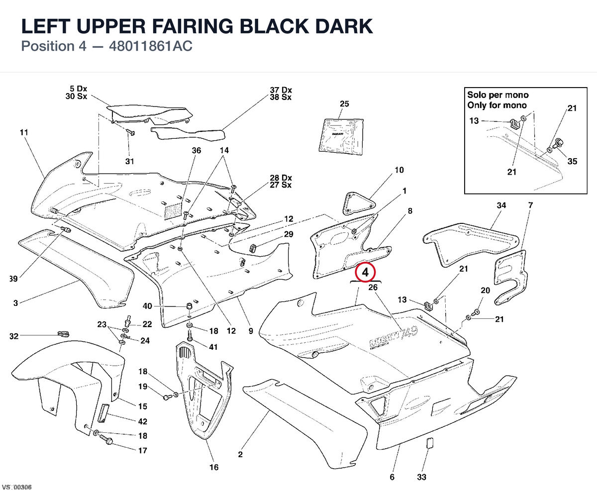 LEFT UPPER FAIRING BLACK DARK