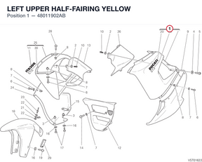 LEFT UPPER HALF-FAIRING YELLOW 48011902AB diagram position