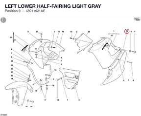 LEFT LOWER HALF-FAIRING LIGHT GRAY 48011931AE diagram position
