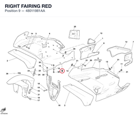 RIGHT FAIRING RED 48011981AA diagram position