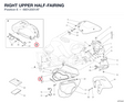 RIGHT UPPER HALF-FAIRING 48012001AT diagram position