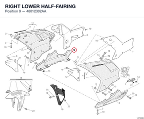 RIGHT LOWER HALF-FAIRING 48012302AA diagram position