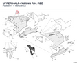 UPPER HALF-FAIRING R.H. RED 48012391CA diagram position
