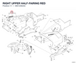 RIGHT UPPER HALF-FAIRING RED 48012392AA diagram position